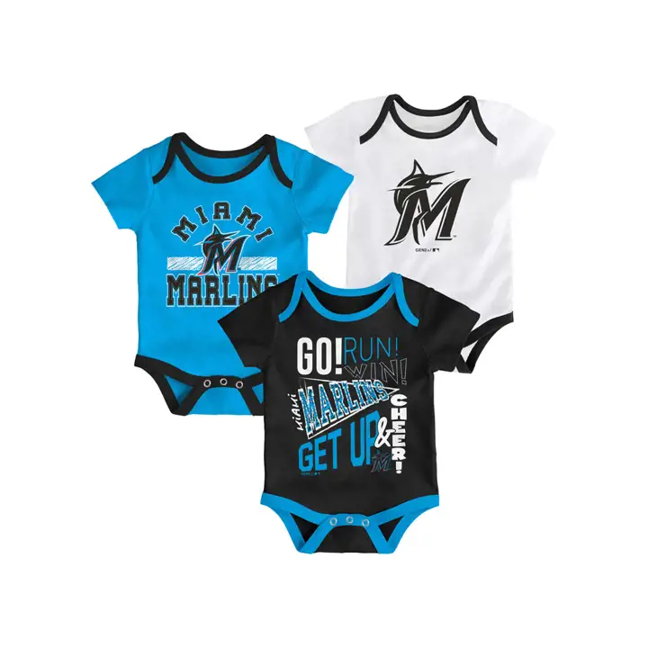 Miami Marlins MLB Nouveau-né Nouvelle Recrue Ensemble 3 pièces 19 blk/turqu