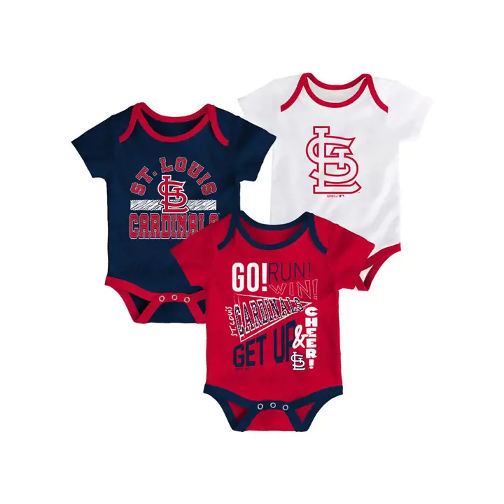 Ensemble 3 pièces de nouveau-né « Newest Rookie » des Cardinals de St. Louis (MLB), taille 19, NEUF