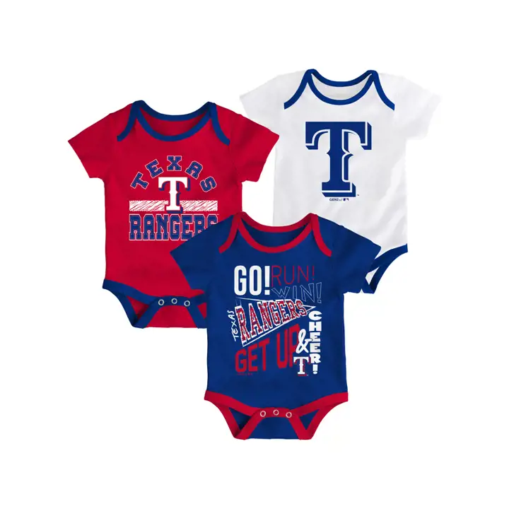 Ensemble 3 pièces Texas Rangers MLB Nouveau-né Nouvelle Recrue 19  RBL/RED/
