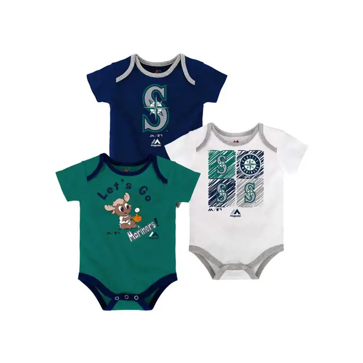 Ensemble 3 pièces Seattle Mariners MLB Nouveau-né Course à domicile 19 marine