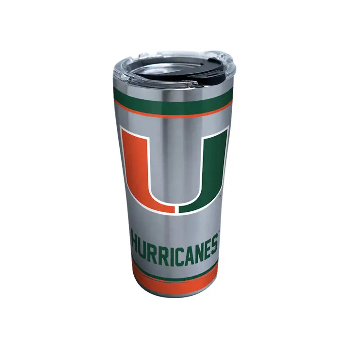 Miami Hurricanes 20oz NCAA Tradition Acier inoxydable ARGE/g