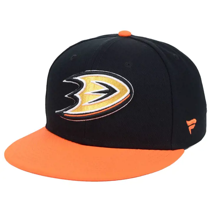 Anaheim Ducks LNH Chapeau Ajusté de Base pour Fan Noir/Orange