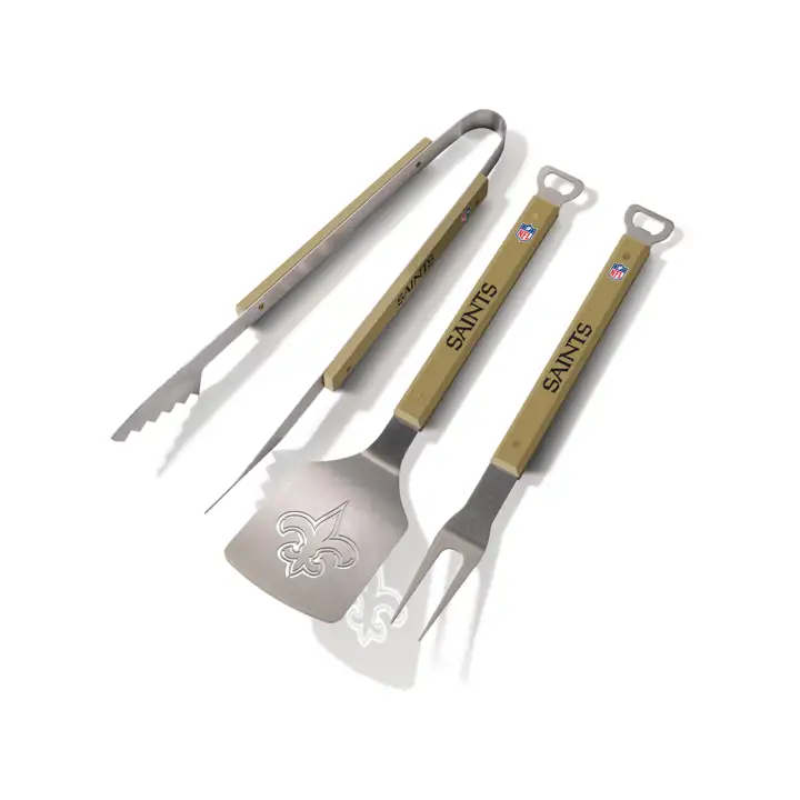 Ensemble de barbecue 3 pièces New Orleans Saints Spirit Series, argent/vert olive