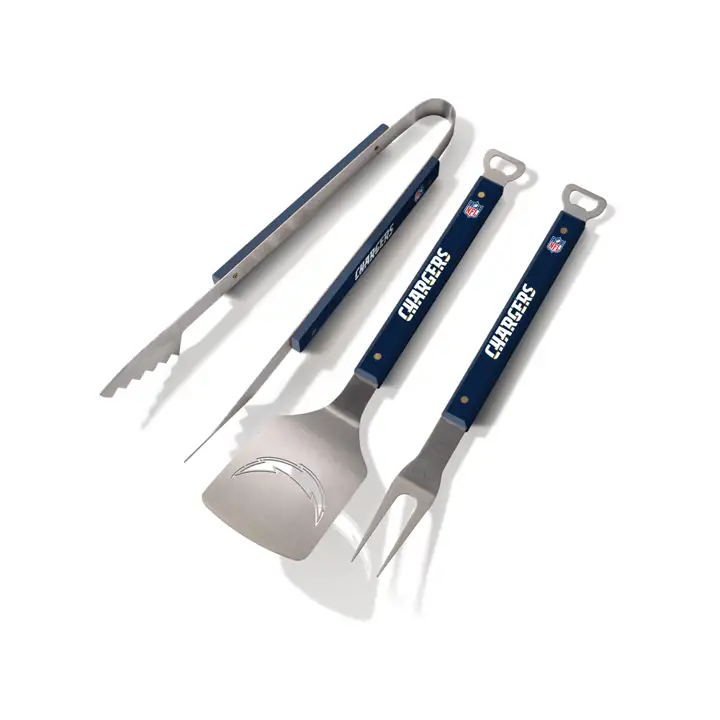 Los Angeles Chargers Spirit Series Ensemble de 3 ustensiles de barbecue — argent/marine