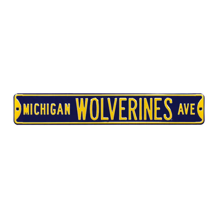 Panneau de signalisation authentique des Wolverines du Michigan - Avenue Ast