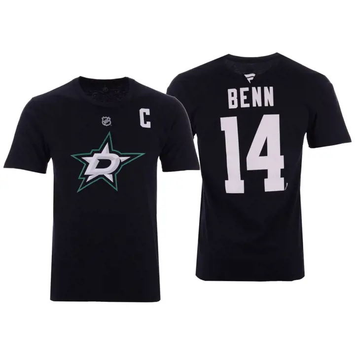 T-shirt Jamie Benn Dallas Stars NHL authentique Stack N&N noir
