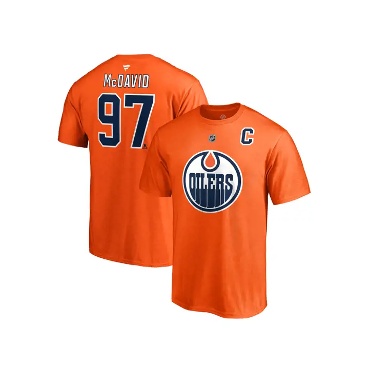 T-shirt Oilers NHL Authentic Stack Nom et numéro Connor McDavid orange