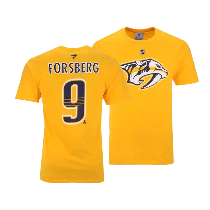 Filip Forsberg Nashville Predators NHL T-shirt authentique avec nom et numéro superposés