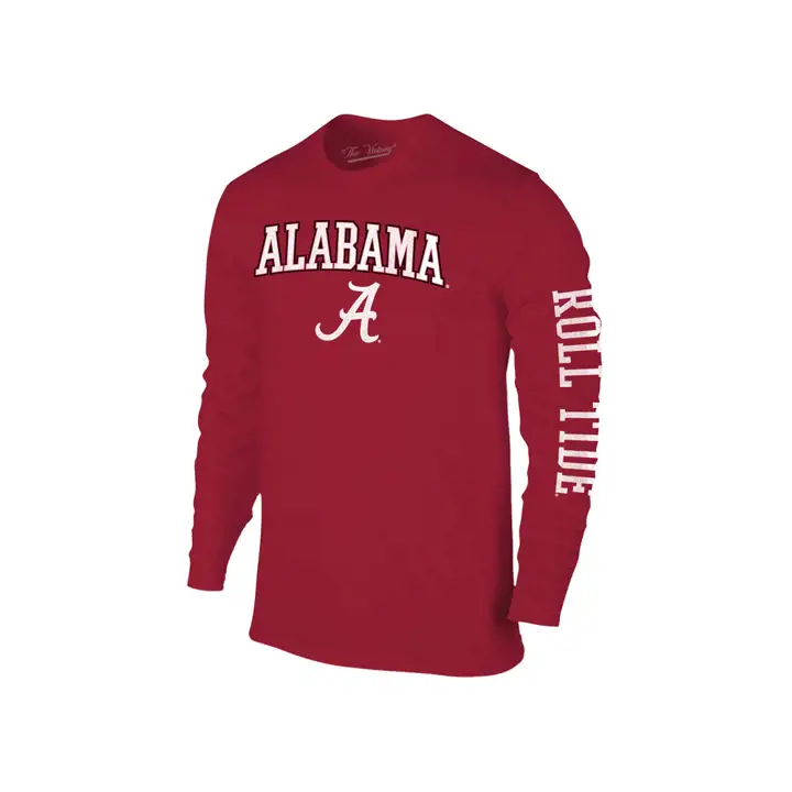 T-shirt à manches longues motif slogan mi-longue NCAA Crimson Tide Alabama