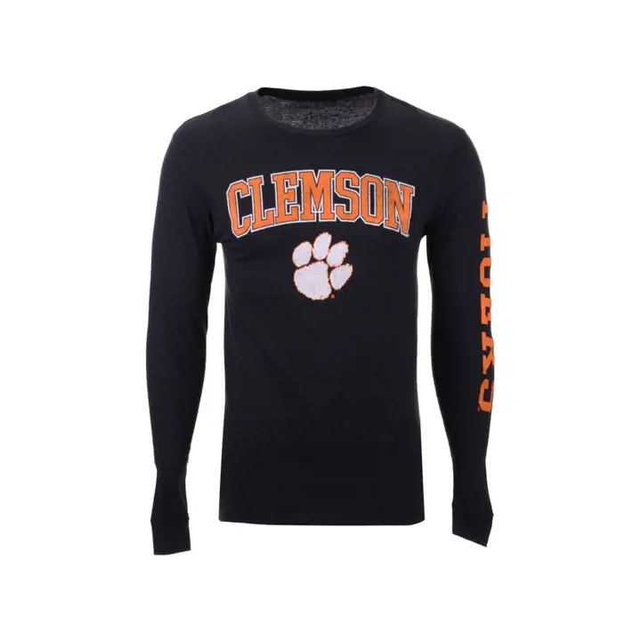 T-shirt à manches longues noir Clemson Tigers NCAA slogan taille moyenne