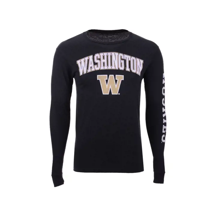 T-shirt à manches longues à slogan de taille moyenne NCAA Washington Huskies
