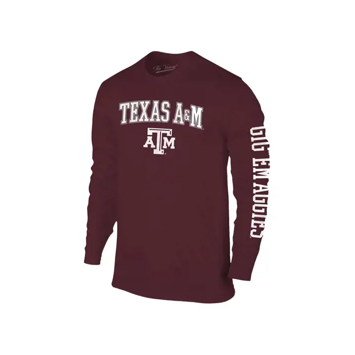 T-shirt à manches longues de taille moyenne avec slogan Texas A&M Aggies NCAA MA
