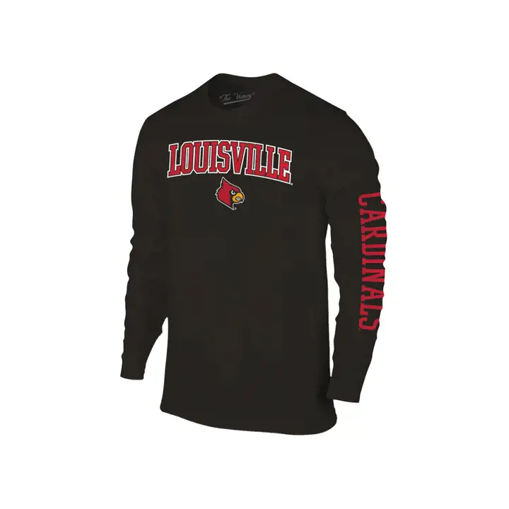 T-shirt à manches longues de taille moyenne avec slogan Louisville Cardinals NCAA