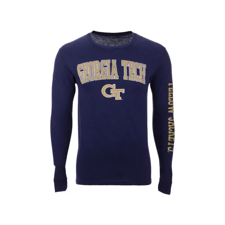 T-shirt à manches longues mi-taille avec slogan Georgia Tech Yellow Jackets NCAA