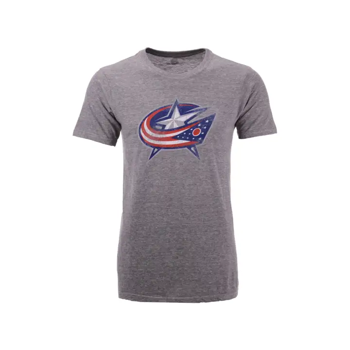 T-shirt Star à logo des BLUE JACKETS de la LNH (Mélange trois tissus) GRIS