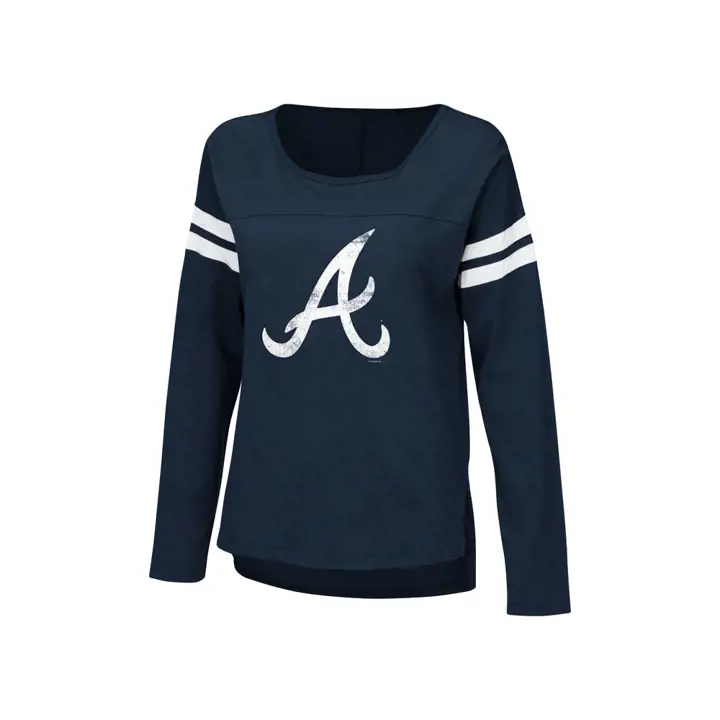 T-shirt manches longues Atlanta Braves MLB Free Agent pour femme 18 marine