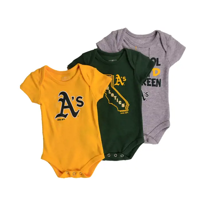 Ensemble 3 pièces pour nouveau-né A'S MLB "Big Time Fan" vert/gris/doré