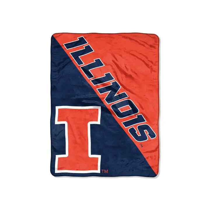 "Micro-raschel Illinois Fighting Illini 46x60 \"Halftone\" ORG"