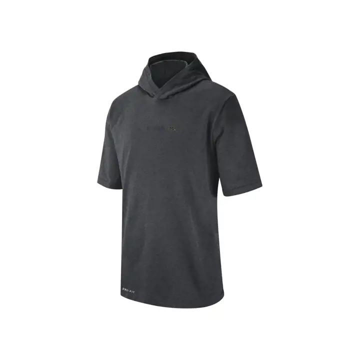 T-shirt à manches courtes à capuche Dri-Fit NCAA Michigan Wolverines 19 Charbon
