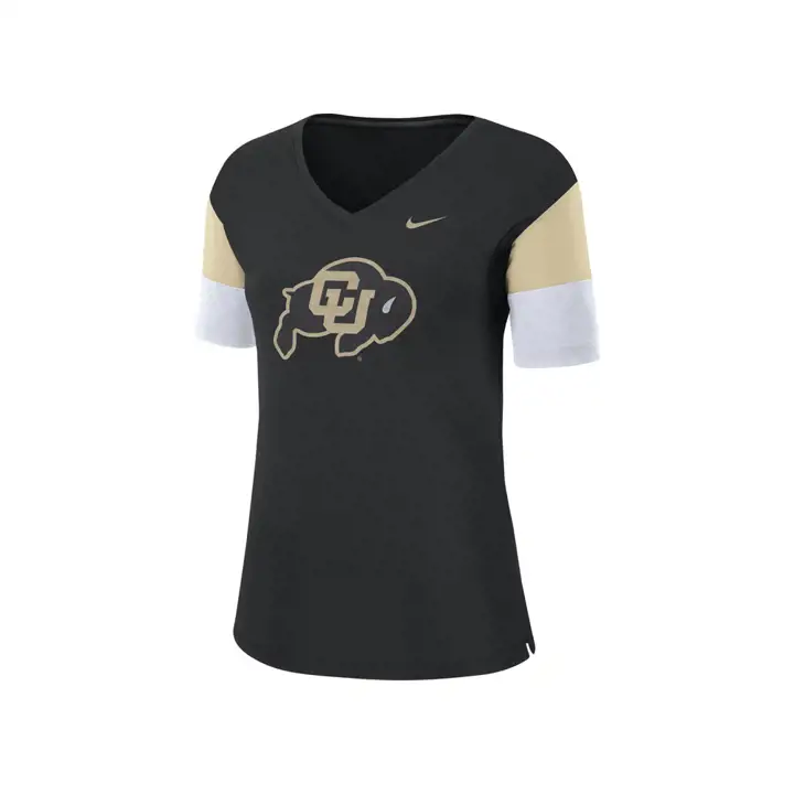 T-shirt à col en V respirant NCAA Colorado Buffaloes pour femme 19 bl