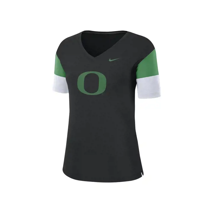 T-shirt Oregon NCAA respirant à col en V pour femme 19 BLK