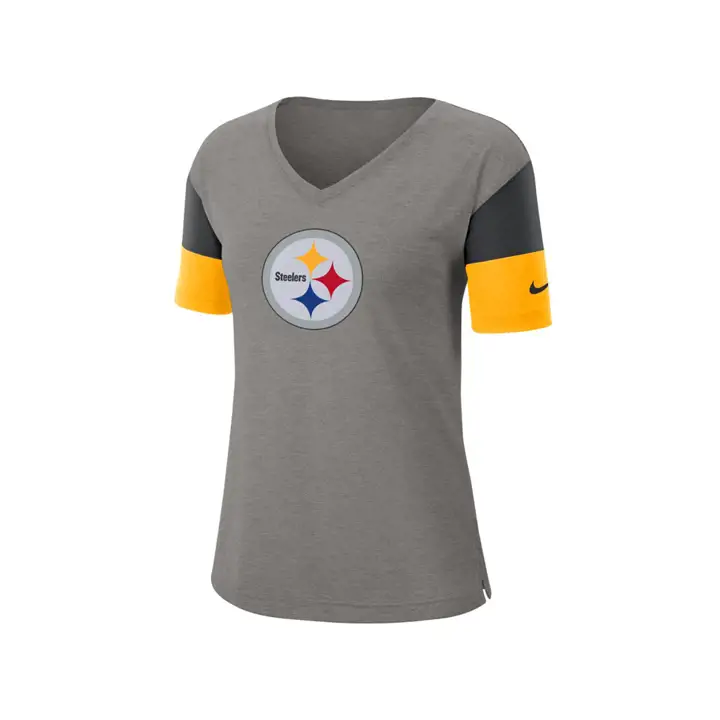 T-shirt Femme NFL Pittsburgh Steelers Tri-Fan 19 gris/noir