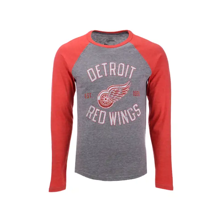 Detroit Redwings LNH Heritage Manches longues Raglan  GRIS/ROUGE