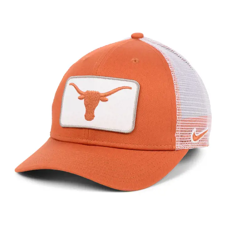 Casquette de camionneur Texas Longhorns NCAA NK Patch dkorg/wht