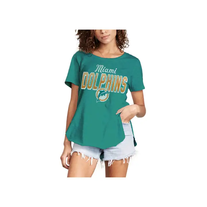 T-shirt femme MANCHES COURTES NFL DOLPHINS 18 turquoise