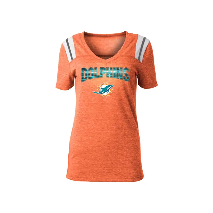 T-shirt à rayures métallisées pour femme DOLPHINS NFL 18 ORG