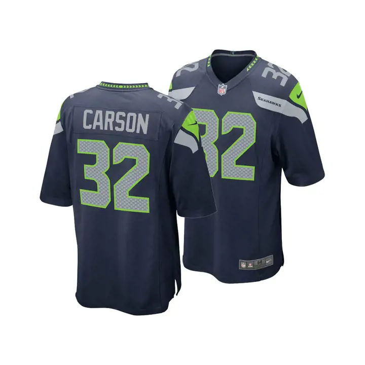 Maillot de match NFL SEAHAWKS Chris Carson bleu marine