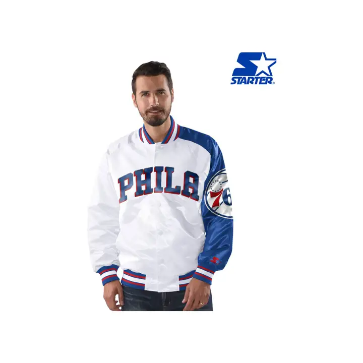 Veste en satin SIXERS NBA Dugout Opening Day 19 blc/bleu/bleu