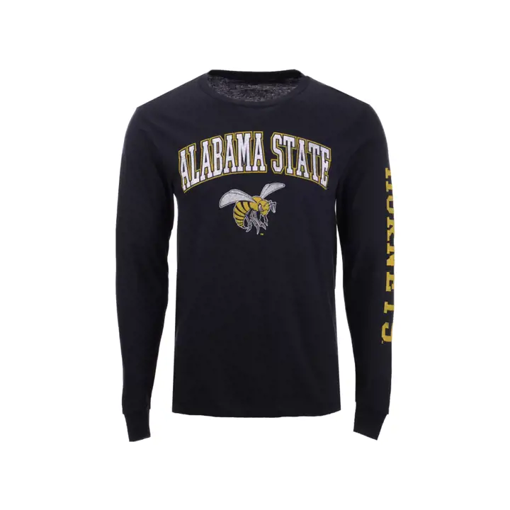 T-shirt à manches longues à slogan de taille moyenne NCAA Alabama State Hornets