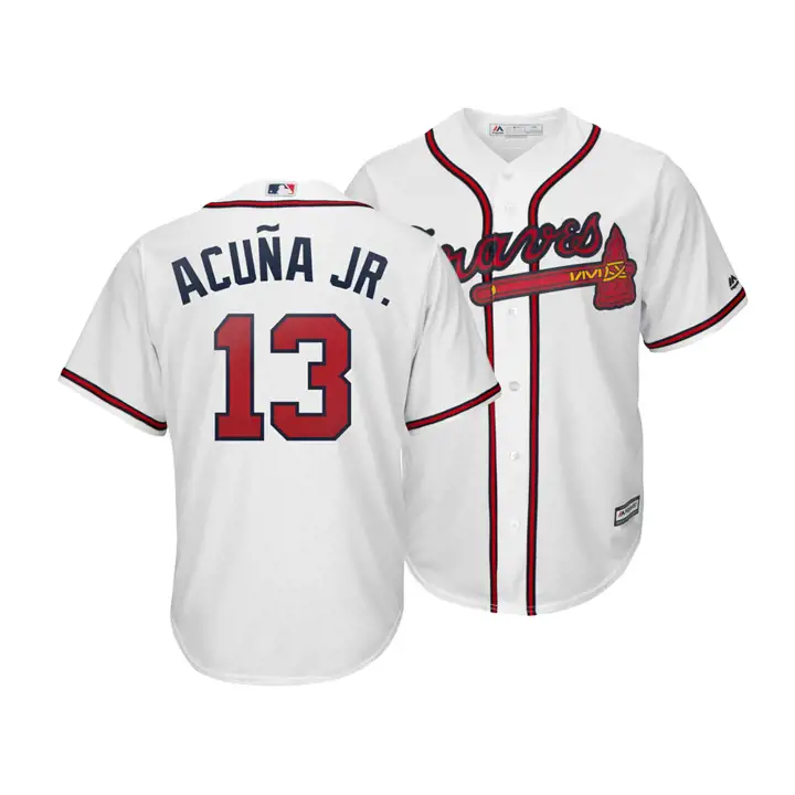 Maillot CB réplique de joueur MLB des Braves d'Atlanta Ronald Acuña, blanc