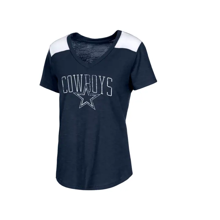 Dallas Cowboys NFL Femme Manches Courtes Col V Corinna 19 Marine