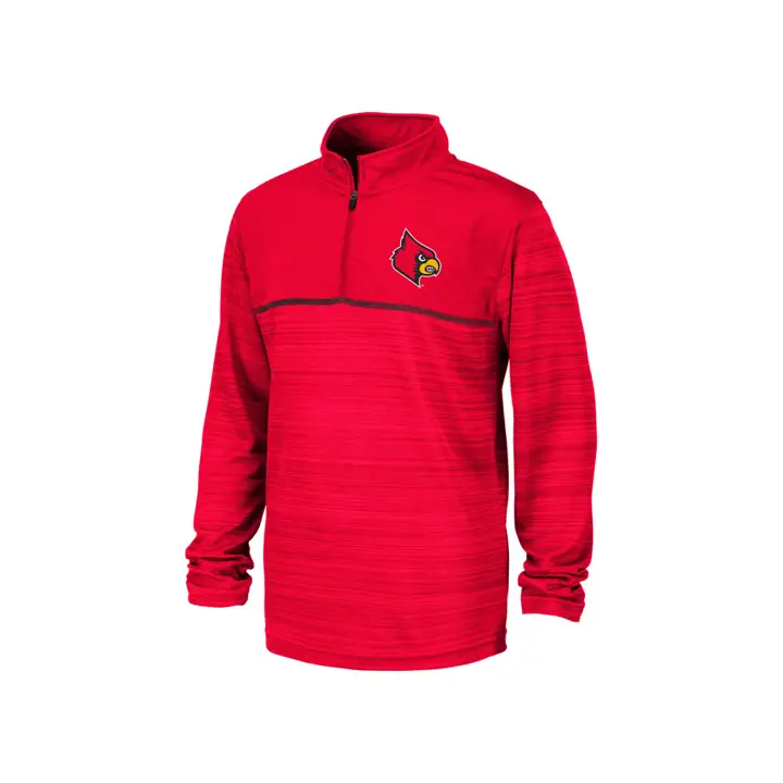 Louisville Cardinals NCAA Jeunesse Maillot à rayures en maille 1/4 Zip Rouge