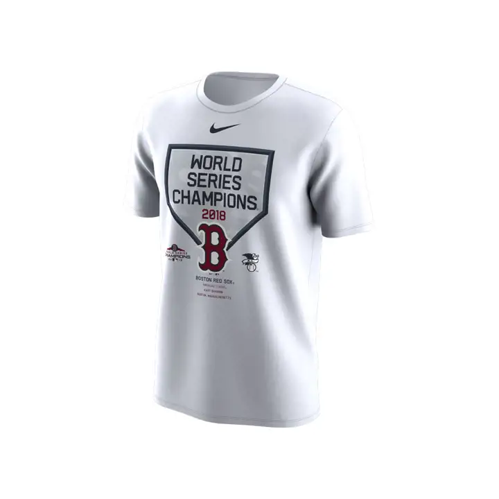 T-shirt de célébration des champions des World Series de la MLB des Red Sox de Boston 18 blanc