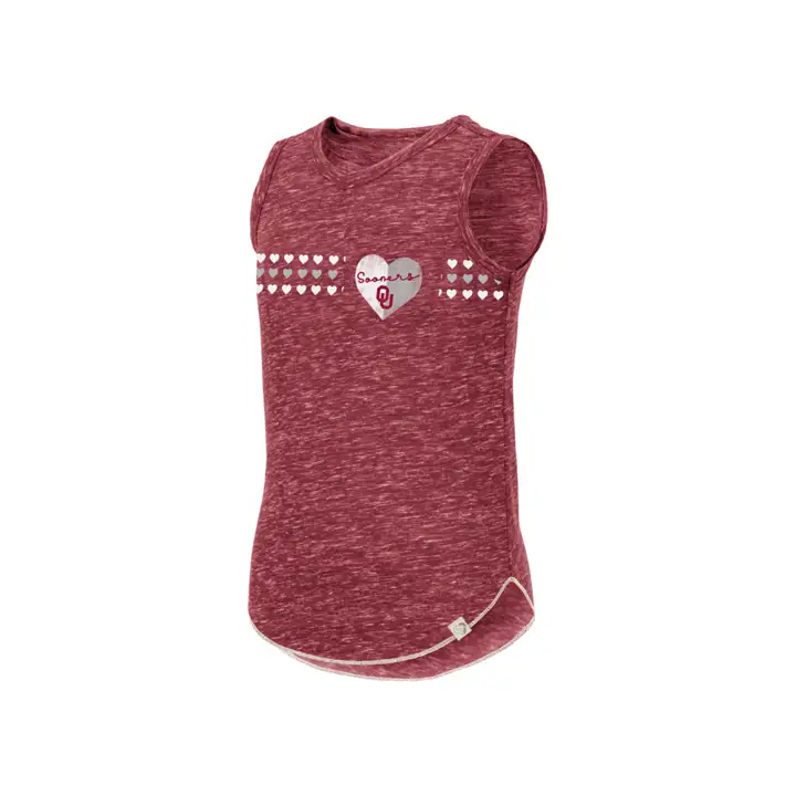 Débardeur Oklahoma Sooners NCAA pour jeunes filles avec cœur effet vieilli, coloris crème
