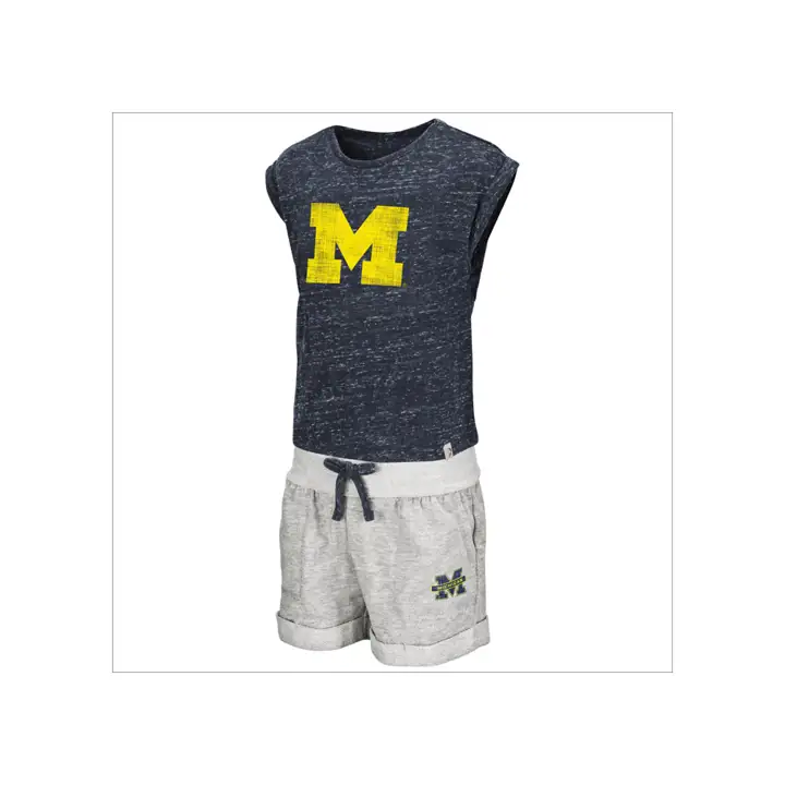 Ensemble t-shirt et short avec revers Michigan Wolverines NCAA pour petites filles
