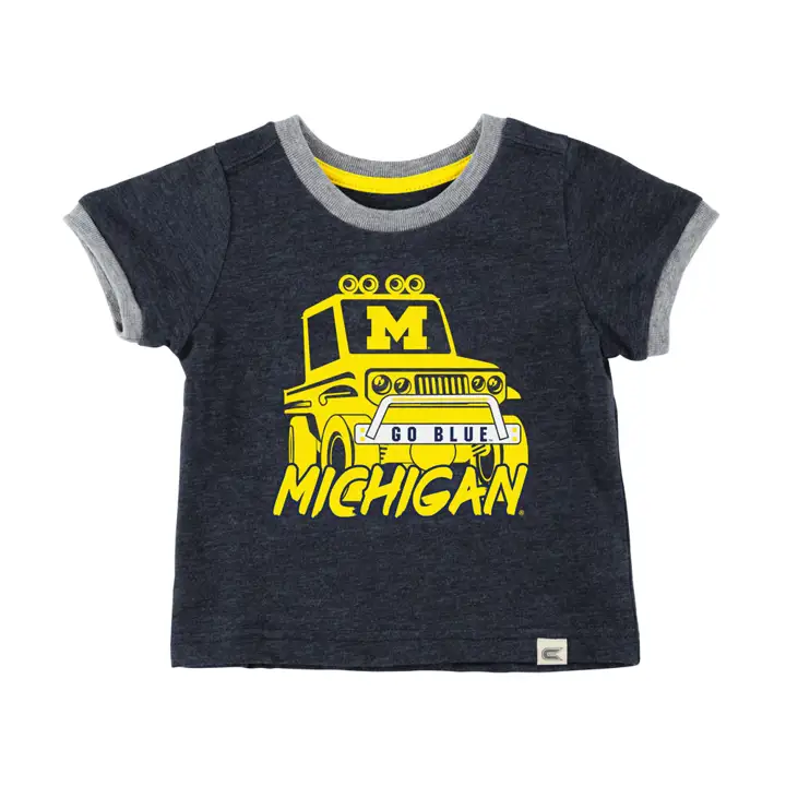 T-shirt Camion Monstre NCAA Michigan Wolverines Bébé MARINE