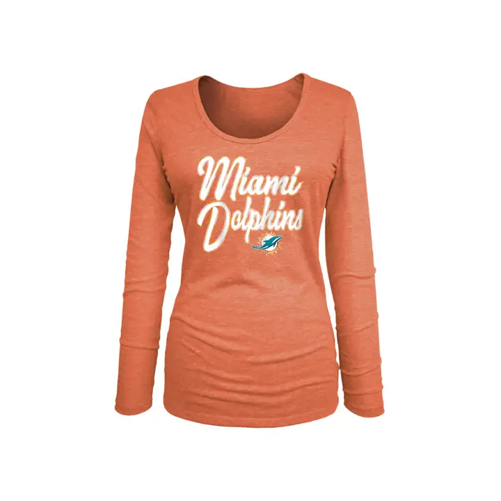 Miami Dolphins NFL Femme Manches Longues Triblend Feuille 18 ORG