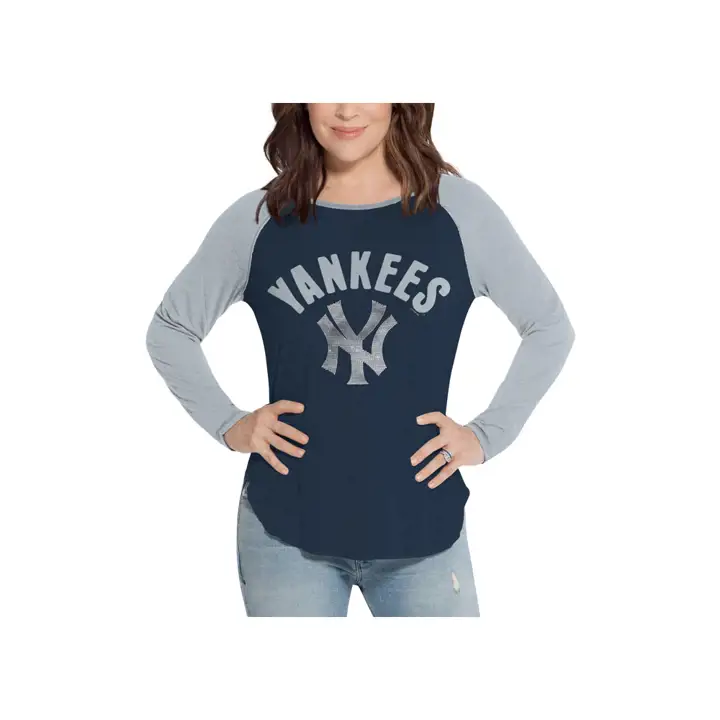 T-shirt femme manches longues MLB New York Yankees Touch 19 MARINE/GRIS