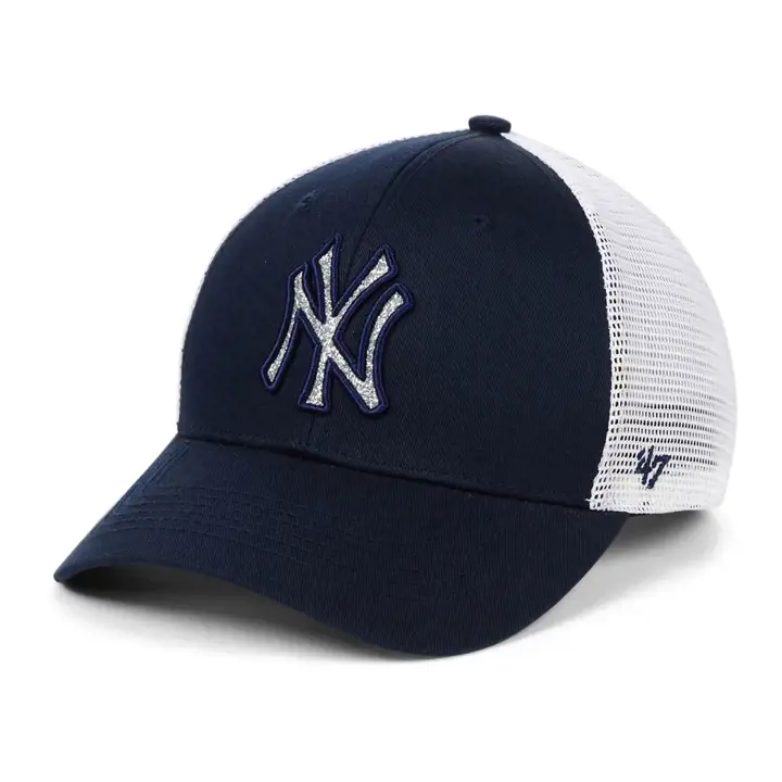 New York Yankees MLB Femme Casquette Trucker Branson pailletée bleu marine/blanc