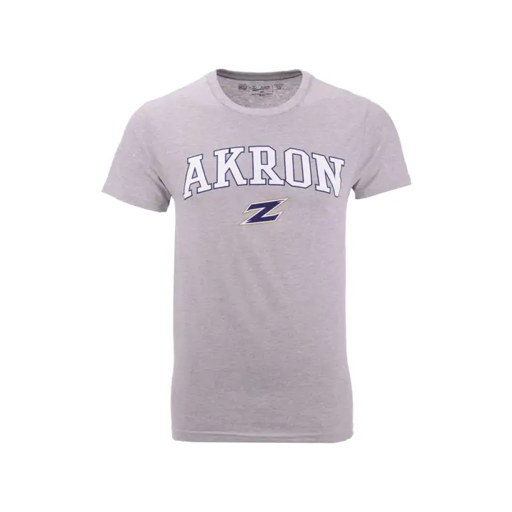 T-shirt NCAA Akron Zips 2F avec logo de taille moyenne – Gris chiné