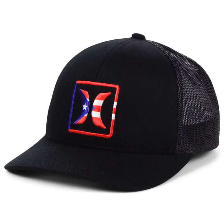 Puerto Rico Destination PR Casquette de camionneur NOIR/ROUGE