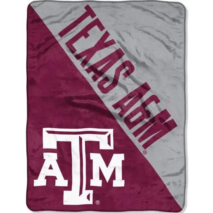 "Plaid polaire micro raschel Texas A&M Aggies 46x60 \"Demi-teinte\" Ast"