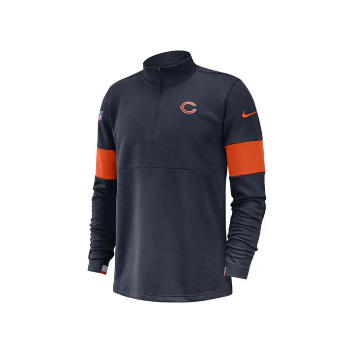 Haut Chicago Bears NFL Sideline Therma Demi-Zip 19 Marine/orange