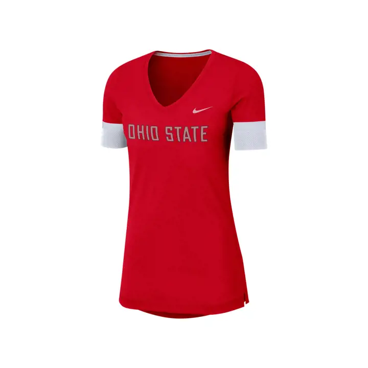 T-shirt Rouge Col en V Ohio State Buckeyes NCAA pour Femme 19