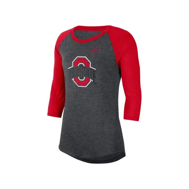 T-shirt raglan à logo Ohio State Buckeyes NCAA pour femme, 19 gry/