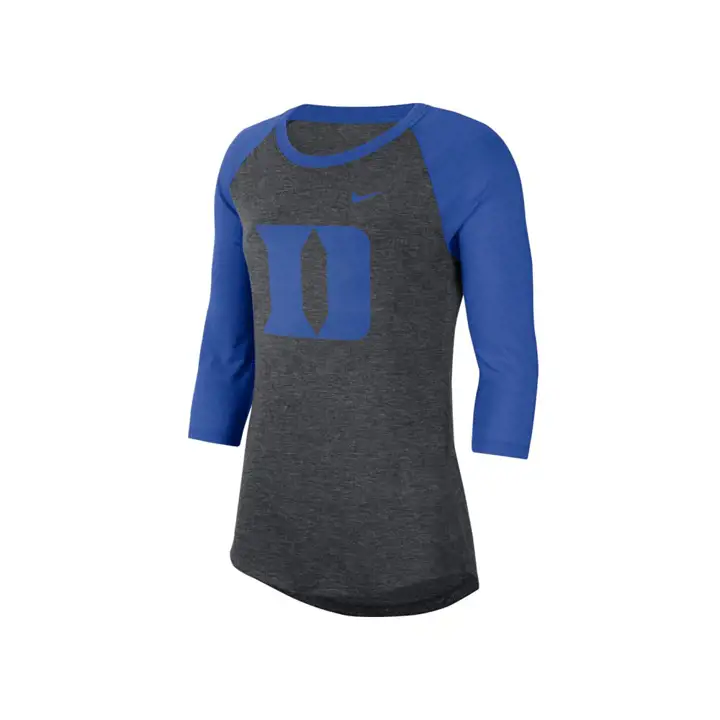 T-shirt raglan à logo universitaire féminin Duke Blue Devils 19 Charcoa